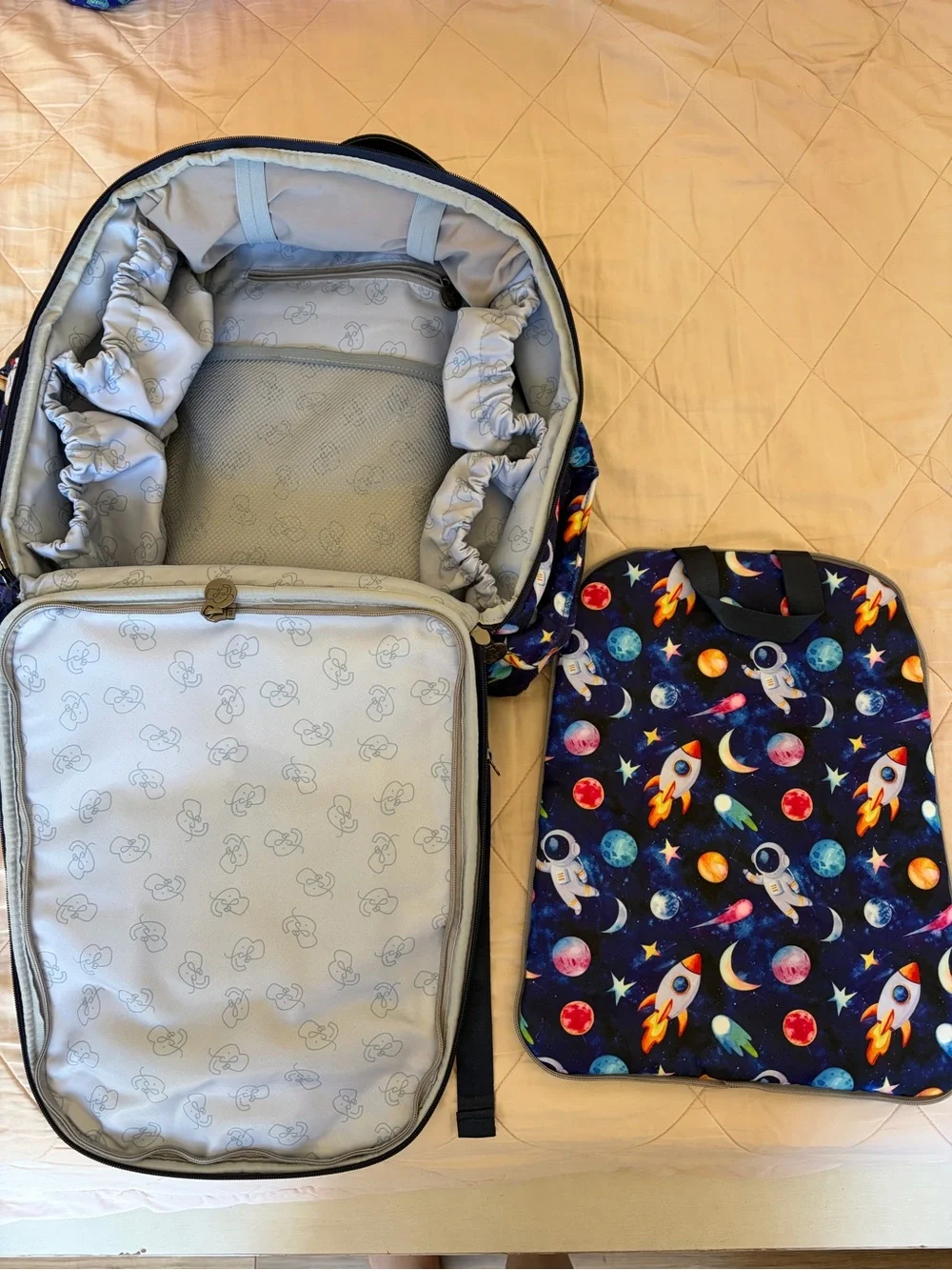 Baby Diaper Backpack- Navy Blue Nova Faux Leather